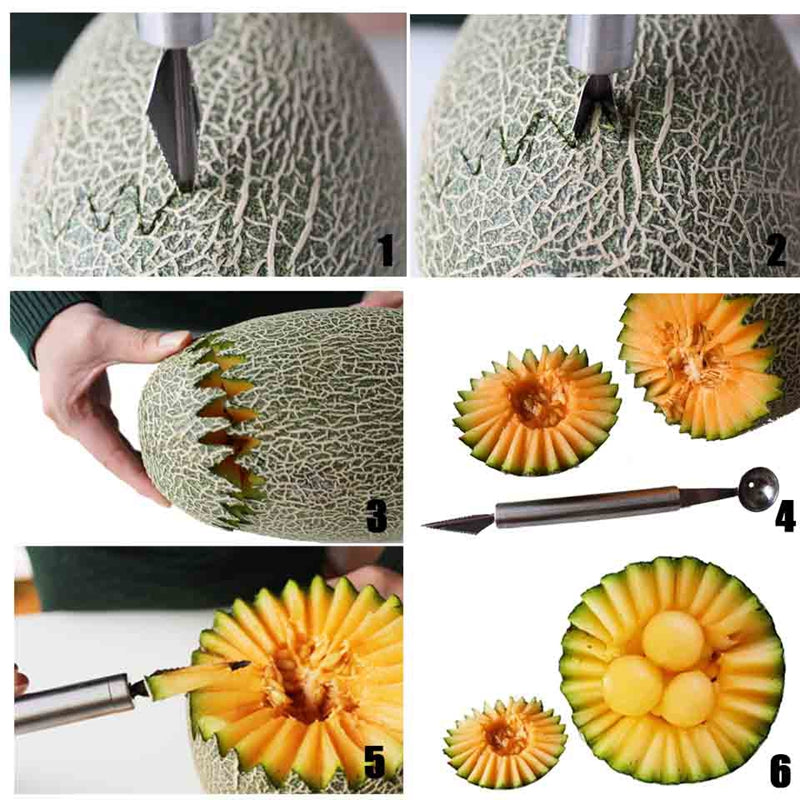 2 In 1 Stainless Steel Dual-Use Knife For Fruit Carving & Ball Digger