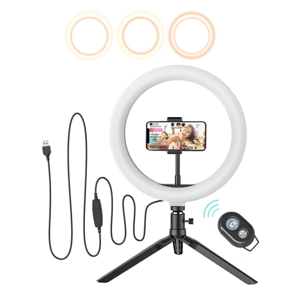BlitzWolf LED Ring Light Tripod Stand Wireless With Remote Shutter And Phone Clip