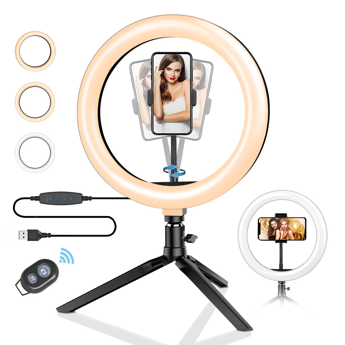 BlitzWolf LED Ring Light Tripod Stand Wireless With Remote Shutter And Phone Clip
