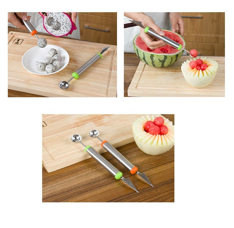 2 In 1 Stainless Steel Dual-Use Knife For Fruit Carving & Ball Digger