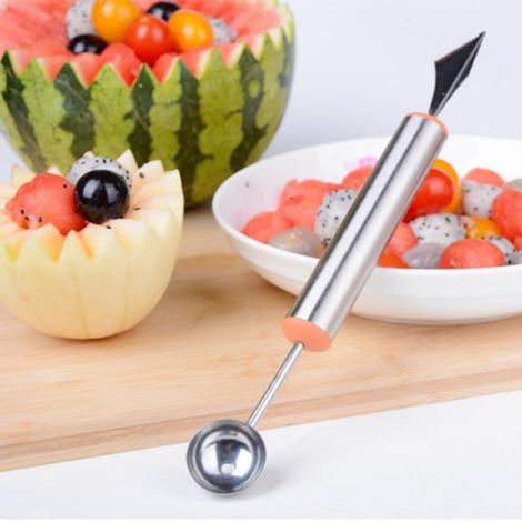 2 In 1 Stainless Steel Dual-Use Knife For Fruit Carving & Ball Digger